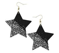 Schwarz-weiße Glitzer-Ohrringe für Damen, Stern-Tropfen-Ohrringe, eleganter baumelnder Schmuck für formelle Zusammenkünfte, One Size, Leder