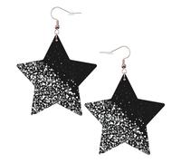 Schwarz-weiße Glitzer-Ohrringe für Damen, Stern-Tropfen-Ohrringe, eleganter baumelnder Schmuck für formelle Zusammenkünfte, One Size, Leder
