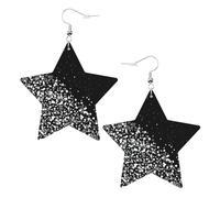Schwarz-weiße Glitzer-Ohrringe für Damen, Stern-Tropfen-Ohrringe, eleganter baumelnder Schmuck für formelle Zusammenkünfte, One Size, Leder
