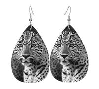 Schwarz-weiße Leoparden-Tier-Ohrringe für Frauen, tropfenförmige Leder-Ohrringe, doppelseitig, baumelnde Ohrringe, leicht, Damen-Ohr-Accessoires, Schmuck, modisch, Geburtstagsgeschenk