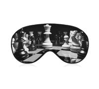Schwarz-weiße Schach-Schlafmaske, weich, bequem, Augenmaske mit verstellbarem Riemen, Augenabdeckung, Augenschatten für Männer und Frauen, Arbeit, Reisen