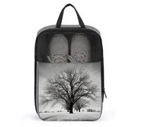 Schwarz-weißer Baum-Schuhbeutel, Reise-Schuh-Organizer, wasserabweisend, Schuhbeutel mit Reißverschluss, Sneaker, Staubbeutel, grau, Einheitsgröße, modern, grau, Einheitsgröße, Modern