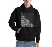 Schwarz-weißer Glitzer-Pullover für Herren, langärmelig, lässig, Sweatshirt mit Tasche für den täglichen Gebrauch, Schwarz , M