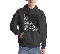 Schwarz-weißer Glitzer-Pullover für Herren, langärmelig, lässig, Sweatshirt mit Tasche für den täglichen Gebrauch, Deep Heather, L