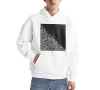 Schwarz-weißer Glitzer-Pullover für Herren, langärmelig, lässig, Sweatshirt mit Tasche für den täglichen Gebrauch, weiß, L