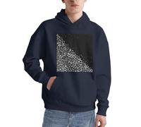 Schwarz-weißer Glitzer-Pullover für Herren, langärmelig, lässig, Sweatshirt mit Tasche für den täglichen Gebrauch, marineblau, M
