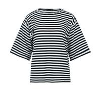 Schwarz-weißes, weit gestreiftes, übergroßes Viskose-Elastan-Oberteil M