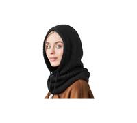 (Schwarz) Wintermützen für Damen, Sturmhaube, Strickmütze, Totenkopfmütze mit Kordelzug, warme Kapuze,