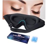 Schwarze Augenmaske für Wimpernverlängerungen, Wimpernschutz, Schlafmaske für Männer und Frauen, lichtblockierend, 3D, tief konturierte Augenabdeckungen zum Schlafen, ohne Druckbecher & verstellbarer