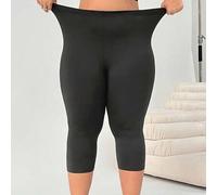 Schwarze Capri-Leggings für Damen in Große Größen, Frühlings-/Sommerkleidung