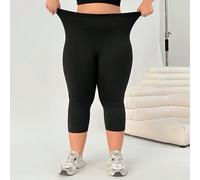 Schwarze Capri-Leggings für Damen in Große Größen, Frühlings-/Sommerkleidung
