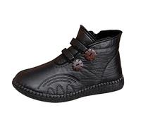Schwarze Damen Knöchelstiefel Mit Schnürung Und Seitlichem Reißverschluss Damenschuhe Lässig Walking Neueste Damenschuhe Sportlich Lässig Winterschuhe Lässig Plüsch Dicke Schneestiefel Baumwollschuhe