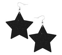Schwarze Glitzer-Ohrringe für Damen, Stern-Tropfen-Ohrringe, eleganter baumelnder Schmuck für formelle Zusammenkünfte, One Size, Leder