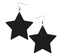 Schwarze Glitzer-Ohrringe für Damen, Stern-Tropfen-Ohrringe, eleganter baumelnder Schmuck für formelle Zusammenkünfte, One Size, Leder