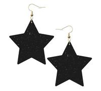 Schwarze Glitzer-Ohrringe für Damen, Stern-Tropfen-Ohrringe, eleganter baumelnder Schmuck für formelle Zusammenkünfte, One Size, Leder