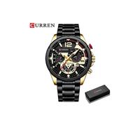 (Schwarze Goldbox) Curren Fashion Quarzuhren Herren Casual Sport Armbanduhr mit Edelstahl Chronograph