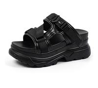 Schwarze Gothic-Plateau-Sandalen für Damen, Keilabsatz, Hausschuhe, dicke Unterseite, Sandalen