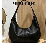 Schwarze Hobo-Schultertasche aus PU-Leder, große Kapazität Halbmond-Tragetasche, weiche strukturierte Handtasche mit Griff für Damen