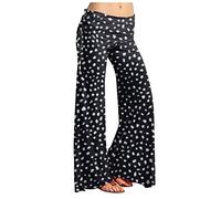 Schwarze Hose Damen Elegant Plissee Hose Damen Bauchweg Hose Damen Paperbag Waist Blumen Bedruckt Palazzo Hose Elastische Taille Yoga Hose Stretch Freizeithose Damen Jogginghose (Marine, 3Xl)