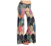 Schwarze Hose Damen Paperbag Hosen Damen Hosenanzug Damen Elegant Paperbag Waist Retro Musterdruck Palazzo Hose Elastische Taille Yoga Hose Stretch Freizeithose Regenhose Damen (Mehrfarbig, Xl