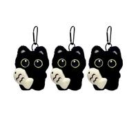 Schwarze Katze Plüsch Anhänger, 3er-Pack Niedlicher Schwarze Katze Plüsch Schlüsselanhänger, Realistischer 3d-Schlüsselanhänger Schwarzes Katzea Für Schlüssel Taschen Handtaschen Sammler Kinder