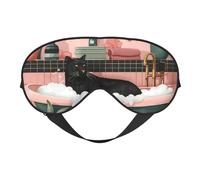 Schwarze Katze Rosa Badezimmer Schlafmaske Augenmasken für Schlaf Doppelseitige Schlafmasken für Frauen Männer Verdunkelung Augenabdeckungen zum Schlafen Reisen
