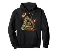 Schwarze Katze Teezeremonie Japanischer Kimono Ukiyo E Pullover Hoodie
