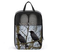 Schwarze Krähenvögel-Schuhtasche, Reise-Schuh-Organizer, wasserabweisend, Schuhbeutel mit Reißverschluss, Sneaker, Staubbeutel, grau, Einheitsgröße, modern, grau, Einheitsgröße, Modern