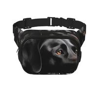 Schwarze Labrador-Bauchtasche für Damen, wasserdicht, verstellbar, Hüfttasche, modisch, lässig, Crossbody-Tasche, Bauchtasche für Laufen, Workout, Wandern, Reisen, Schwarz, Einheitsgröße, Schwarz ,
