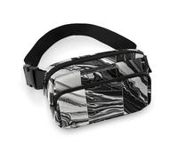 Schwarze Marmor-Hüfttasche, modische Bauchtasche mit verstellbarem Gurt, für Outdoor-Workout, Radfahren, Uni, weiß, 20 x 13 cm, Hüfttasche, weiß, 20x13cm, Hüfttasche