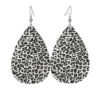 Schwarze Ohrringe mit Leopardenmuster für Damen-Ohrringe, Leder-Ohrringe für Mädchen, Neuheit Tropfen-Ohrringe, stilvoll und schön., Einheitsgröße, Leder, Kein Edelstein