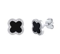 Schwarze Ohrstecker aus Silber 925 Kleeblatt Jonet mit Brilliance Zirconia
