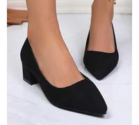 Schwarze Samt Damen Spitze High Heels Professionelle Büro Block Absätze Komfortable PU Obermaterial Elegantes Design Geeignet für Arbeit oder Vorstell