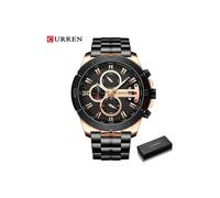 (Schwarze Uhrenbox) Curren Luxusmarke Edelstahl Sportuhr Herren Chronograph Armbanduhren Mode