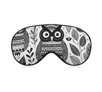 Schwarze und weiße Eule Augenmaske für Damen & Herren, atmungsaktive & verstellbare Augenabdeckung, ultraweiche Schlafmaske, leichte Reise-Augenbinde für Flugzeug, Nickerchen, Nachtschlaf