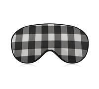 Schwarze und weiße karierte Augenmaske für Damen und Herren, atmungsaktive und verstellbare Augenabdeckung, ultraweiche Schlafmaske, leichte Reise-Augenbinde für Flugzeug, Nickerchen, Nachtschlaf