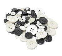 Schwarze und weiße Knöpfe, 100 Gramm, Beutel mit gemischten Knöpfen aus Acryl und Harz, für Karten und Verzierungen