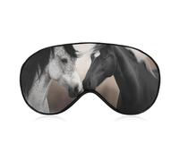 Schwarze und weiße Pferde-Augenmaske, seitliche Schlafmaske, leichte Augenbinde, Schlafmaske, Nasenpolster und Gummiband für Kinder, Frauen und Männer