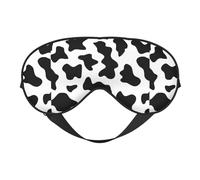 Schwarze und weiße Schlafmaske mit Kuhdruck, verstellbarer Riemen, lichtblockierend, wendbar, bequem, Nachtmaske