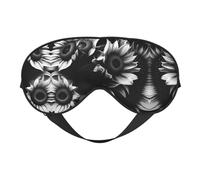Schwarze und weiße Sonnenblumen-Druck, weiche Verdunkelungs-Augenmaske, Reise-Augenmaske, Seitenschläfer-Augenabdeckungen, Schlaf-Augenmaske für Männer und Frauen