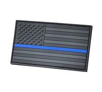 Schwarzer Amerikanischer Flaggen-Patch Kompatibel Mit Velcro für Rucksäcke, Hüte, Kappen, PVC-Patches für Westen, Taktische Patches für Plattenträger (Blackout Thin Blue Line)