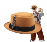Schwarzer Bowler Hut Mehrzweck, Federn, Embleme, Herren Damen | Traditioneller deutscher bayerischer Hut für Oktoberfest, Volksfeste, Bierfeste, deutsche Feiern, bayerische Tracht, Thema