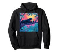 Schwarzer Bubble Tea Boba Jungle Sunset Pullover Hoodie
