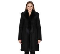 Schwarzer Damen-Trenchcoat aus toskanischem Schafveloursleder - Celeste EU 44 / UK 16
