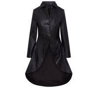 Schwarzer Gothic-Ledermantel im viktorianischen Stil für Damen - Vantaa L