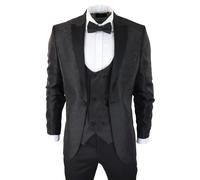 Schwarzer Herren-Smoking-Blazer, Brokat-Satin-Paisley-formelles Abendessen 46 (Brust)