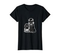 Schwarzer Katzenbestatter, gotischer Sarg, viktorianischer Friedhof Preisgünstiges Grafik-T-Shirt, Damen, Schwarz, XL