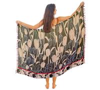 Schwarzer Pareo Xxl Mit Quasten Baumwolle Groß Strand Pareo Strandtuch Damen Wickeltuch Wickelrock Strandrock Tapisserie Wickeltuch Bikini Cover Up Tragen Über Badeanzügen