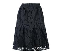 Schwarzer Rock aus Baumwollspitze - Gestrickter Jacquard, kniebedeckend, elastischer Bund S