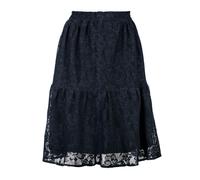 Schwarzer Rock aus Jacquardspitze - Weiches, texturiertes Polyester, kniebedeckend, elastischer Bund M